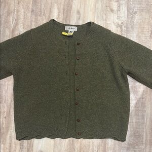 Vintage L.L. Bean Olive Button-Up Cardigan